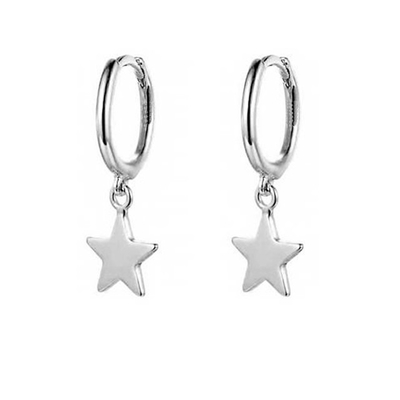 Kuningan 14K Emas Bintang Bentuk Hoop Earrings Untuk Wanita Perhiasan sehari-hari sederhana