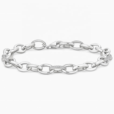 Chic Style Micro Insert Inlay Teknologi 925 Sterling Perak Putih Emas Link Gelang