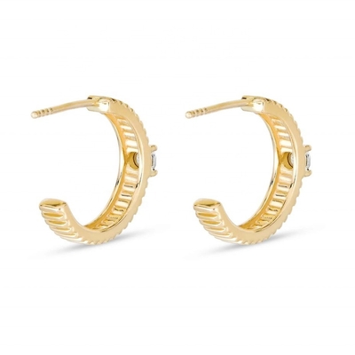 Wanita Kubic Zirconia Diamond Hoop Earrings Kuningan Bulat Berpotongan