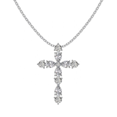 Personalize 925 Sterling Silver Cross Kalung 18k Silver Cross Dan Rantai Wanita