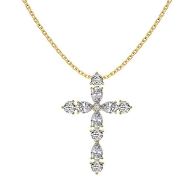 Personalize 925 Sterling Silver Cross Kalung 18k Silver Cross Dan Rantai Wanita