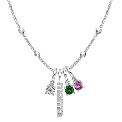White CZ 4mm 925 Perak Kalung Wanita Zircon Batu Kalung Mewah DIY