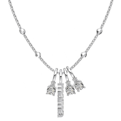 White CZ 4mm 925 Perak Kalung Wanita Zircon Batu Kalung Mewah DIY