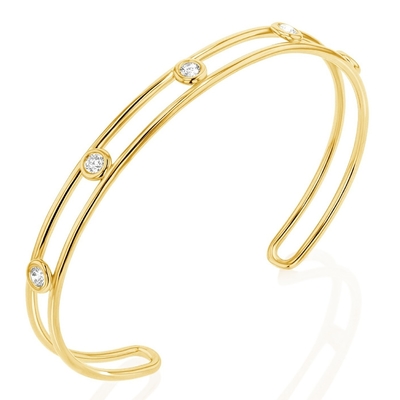 Platinum Diamond Cubic Zirconia Cuff Bracelet Lebar 6mm CZ Cuff Bracelet