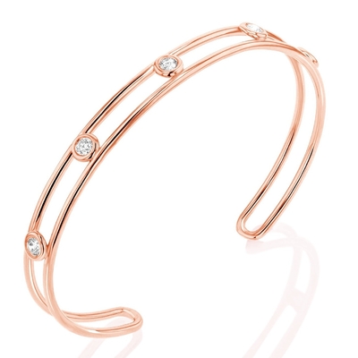 Platinum Diamond Cubic Zirconia Cuff Bracelet Lebar 6mm CZ Cuff Bracelet