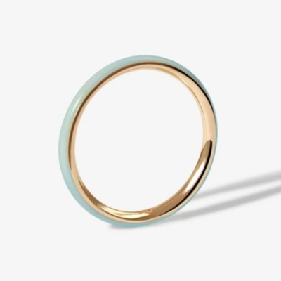 Pink enamel 18K emas plating cincin padat 925 Sterling Perak tumpukan cincin