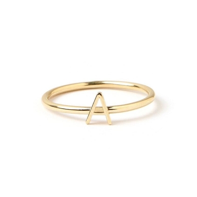 Surat Mini Emas 14K yang dipersonalisasi Cincin Perak 925 Sterling untuk Wanita