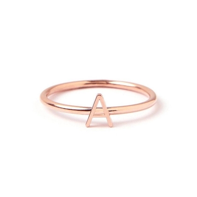 Surat Mini Emas 14K yang dipersonalisasi Cincin Perak 925 Sterling untuk Wanita