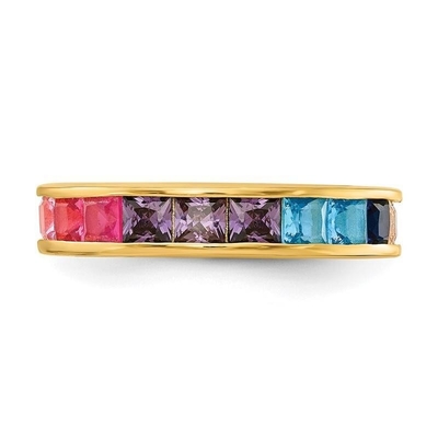 Warna-warni Kubic Zircon Eternity Wedding Ring Band untuk Wanita 925 Perak Ramah Lingkungan