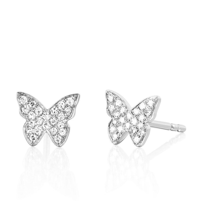 Anting-anting Kupu-kupu Berlapis Emas 18K Buatan Tangan Dengan Pengaturan Pave Putih Dan ZIRCON