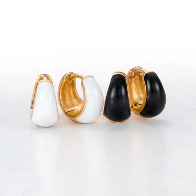 Perhiasan Wanita Mewah Kustom Anting-Anting Kecil Enamel Warna-warni Kubah Tebal Emas 18K Perak S925