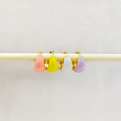 Perhiasan Wanita Mewah Kustom Anting-Anting Kecil Enamel Warna-warni Kubah Tebal Emas 18K Perak S925