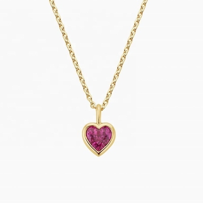 Klasik 925 Sterling Silver Heart Bentuk Emerald Bezel Pendant Kalung