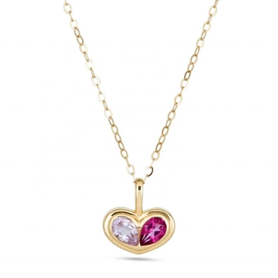 Hari Valentine Hadiah Berwarna-warni Berbentuk Jantung Batu Permata Pendant Kalung untuk pertunangan