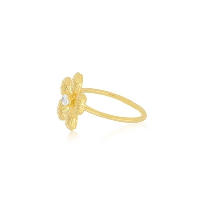 Forever Flower 18K Plating Emas Oval CZ Perhiasan Perak 925 Sterling