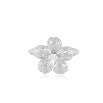 Forever Flower 18K Plating Emas Oval CZ Perhiasan Perak 925 Sterling