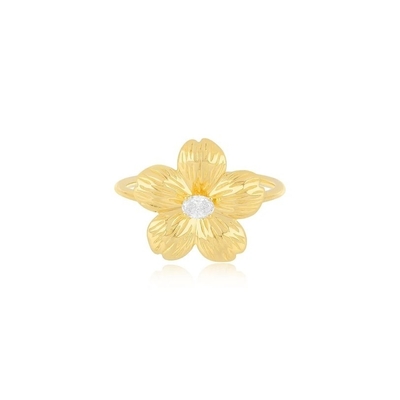 Forever Flower 18K Plating Emas Oval CZ Perhiasan Perak 925 Sterling