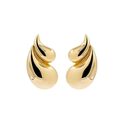 2024 Double Teardrop Fashion 18K Earrings Plated Gold dan Penerimaan Logo yang Disesuaikan