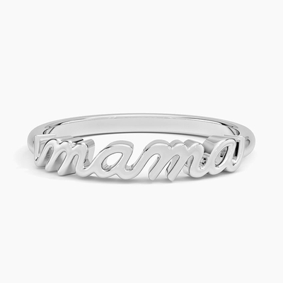 Klasik 925 Sterling Perak 14K Emas Highly Polished MAMA Wanita Cincin Dalam Desain Minimalis