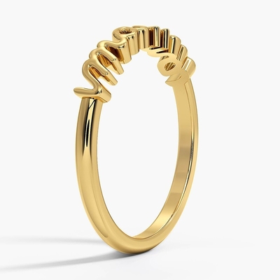 Klasik 925 Sterling Perak 14K Emas Highly Polished MAMA Wanita Cincin Dalam Desain Minimalis