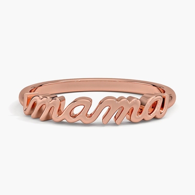 Klasik 925 Sterling Perak 14K Emas Highly Polished MAMA Wanita Cincin Dalam Desain Minimalis
