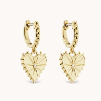 14K Plated Gold Dangle Drop Heart Huggies Earrings untuk Wanita adalah 925 Sterling Silver