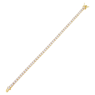 Hot Item 925 Sterling Perak Plating Emas 3mm Kubik Zirconia Tenis Gelang Untuk Wanita