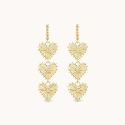 Kerajinan tangan 14K Plated Emas Dangle Multi Huggies Heart Charm Earrings Hadiah yang sempurna