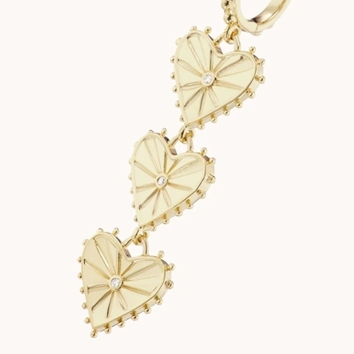 Kerajinan tangan 14K Plated Emas Dangle Multi Huggies Heart Charm Earrings Hadiah yang sempurna