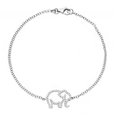 925 Sterling Silver Gajah Gelang Dengan Micro Insert Teknologi Dan White Diamond CZ