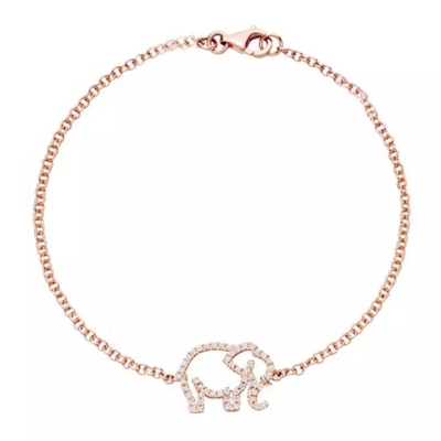 925 Sterling Silver Gajah Gelang Dengan Micro Insert Teknologi Dan White Diamond CZ