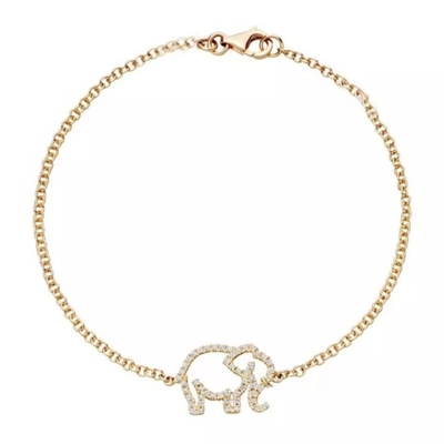 925 Sterling Silver Gajah Gelang Dengan Micro Insert Teknologi Dan White Diamond CZ