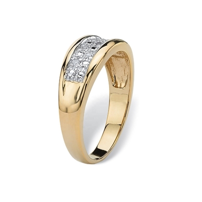 Perak / Kuningan Pria Prong Set Diamond Wedding Ring Di 18k Gold Plating Dengan Pave Berlian