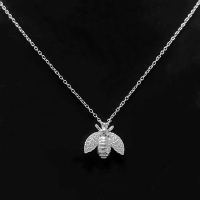 Fashion 18K Gold Plated Bee Pendant Necklace Handmade By 925 Sterling Perhiasan Perak