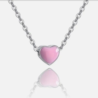 Rhodium dilapisi kecil Pink Heart Hari Valentine Wanita 925 Sterling Silver Pendant