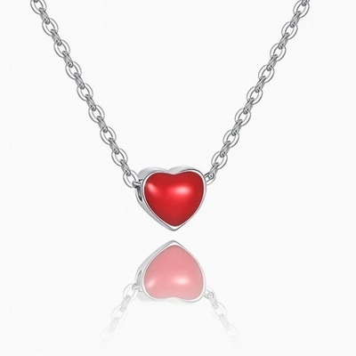 Rhodium dilapisi kecil Pink Heart Hari Valentine Wanita 925 Sterling Silver Pendant