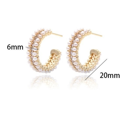 Aksesoris Wanita 925 Sterling Silver Hoop Earrings dengan Mother of Pearl Clear CZ