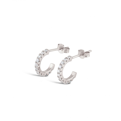 Handmade 18K Gold Plated Mini Cubic Zircon Earrings Open Hoop kecil dengan Princess Cut
