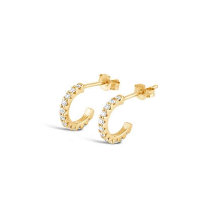 Handmade 18K Gold Plated Mini Cubic Zircon Earrings Open Hoop kecil dengan Princess Cut