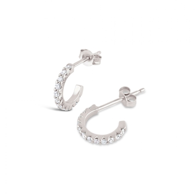 Handmade 18K Gold Plated Mini Cubic Zircon Earrings Open Hoop kecil dengan Princess Cut