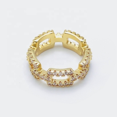 Customized Chain Rings Clear CZ Real Sterling Perak 925 Perhiasan untuk Wanita dan Pria