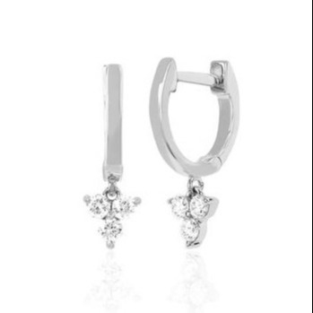 14K Gold Blossom Mini Huggie Diamond Trio Drop Earrings Perhiasan Perak Bahan Utama