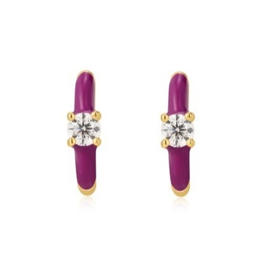 Neon Biru Enamel Micro Pave CZ Candy Warna Gadis Wanita Earrings Ramah Lingkungan Ya