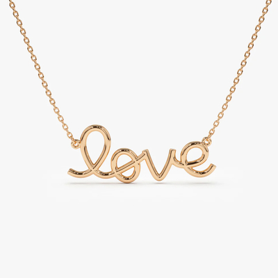 Solid 925 Sterling Silver 14K Gold Plated Love Pendant Kalung untuk Wanita Hadiah Valentine