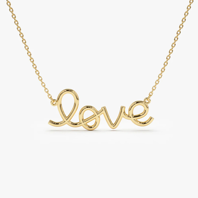 Solid 925 Sterling Silver 14K Gold Plated Love Pendant Kalung untuk Wanita Hadiah Valentine
