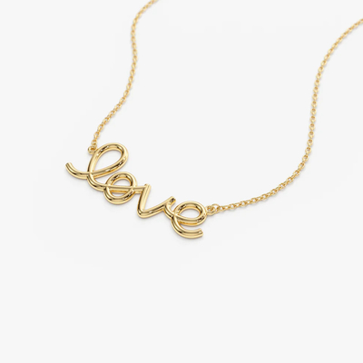 Solid 925 Sterling Silver 14K Gold Plated Love Pendant Kalung untuk Wanita Hadiah Valentine