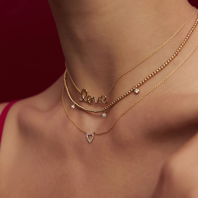 Solid 925 Sterling Silver 14K Gold Plated Love Pendant Kalung untuk Wanita Hadiah Valentine