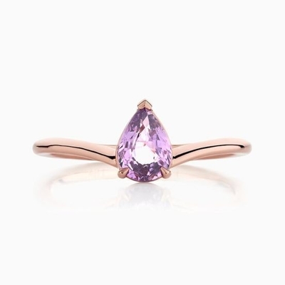 Rose Gold berlapis 925 sterling perak cut cincin ungu safir melengkung