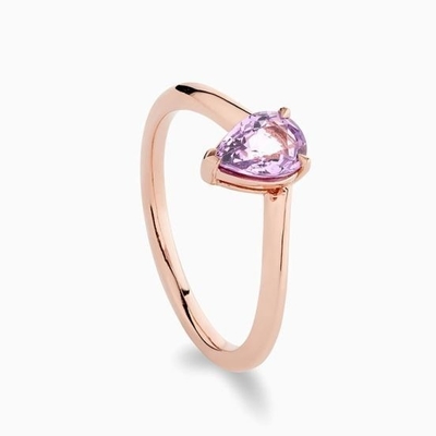 Rose Gold berlapis 925 sterling perak cut cincin ungu safir melengkung