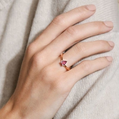 Rose Gold berlapis 925 sterling perak cut cincin ungu safir melengkung